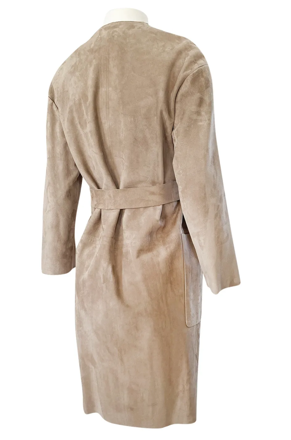 Spring 2014 Burberry Prorsum Runway Butter Soft Suede Wrap Coat