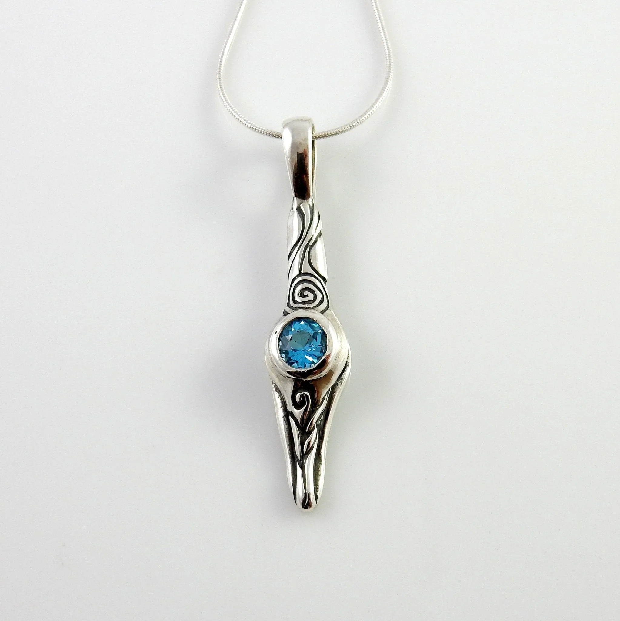 Sterling Silver Blue Topaz Handmade Designer Pendant