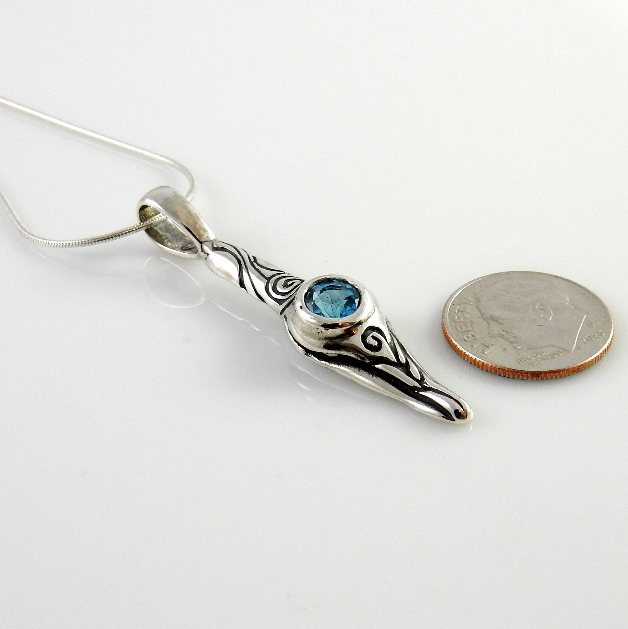 Sterling Silver Blue Topaz Handmade Designer Pendant