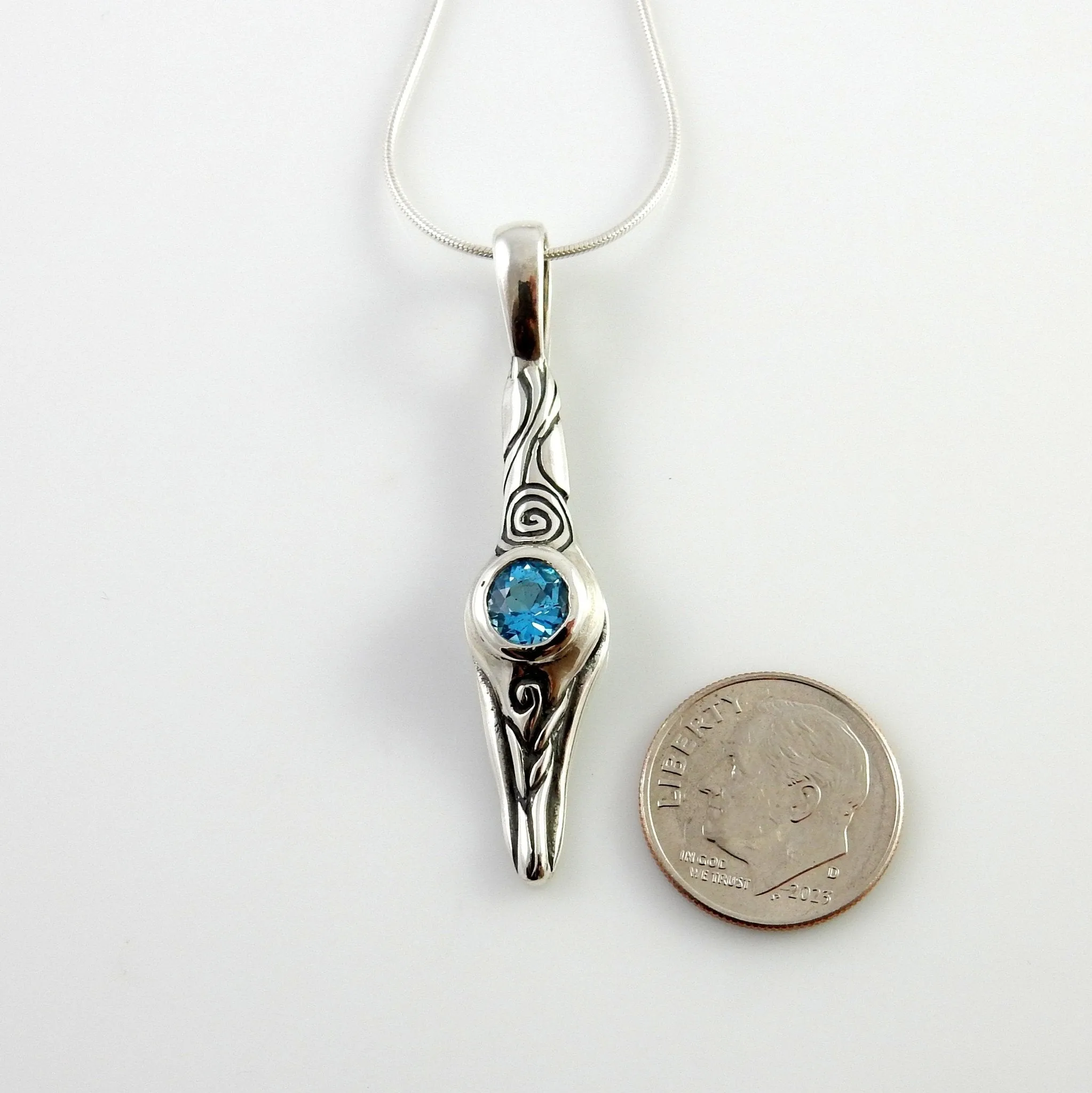 Sterling Silver Blue Topaz Handmade Designer Pendant