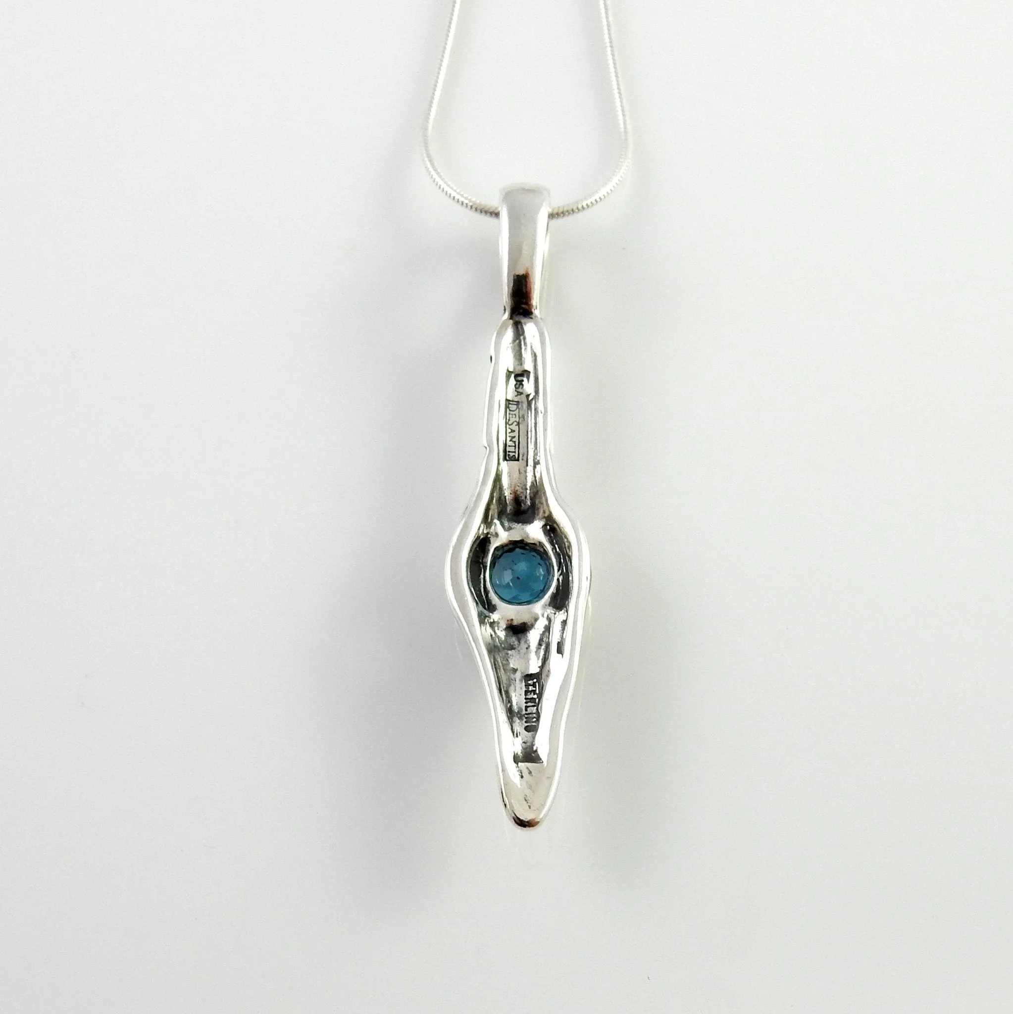 Sterling Silver Blue Topaz Handmade Designer Pendant