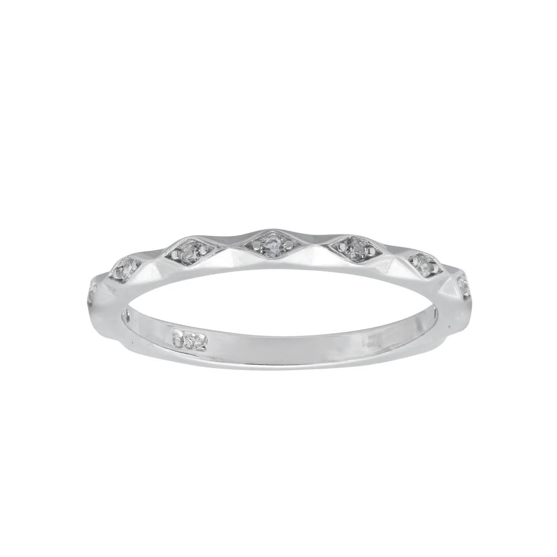 Sterling Silver Cubic Zirconia Marquise Geo Ring