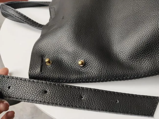 Stylish Black Leather Tote Bag Shoulder Tote Handbag Black Crossbody Tote Purse For Women