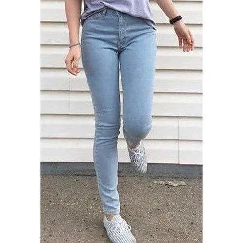 Stylish Mid-Waisted Pocket Design Slimming Women's Jeans - Light Blue 26