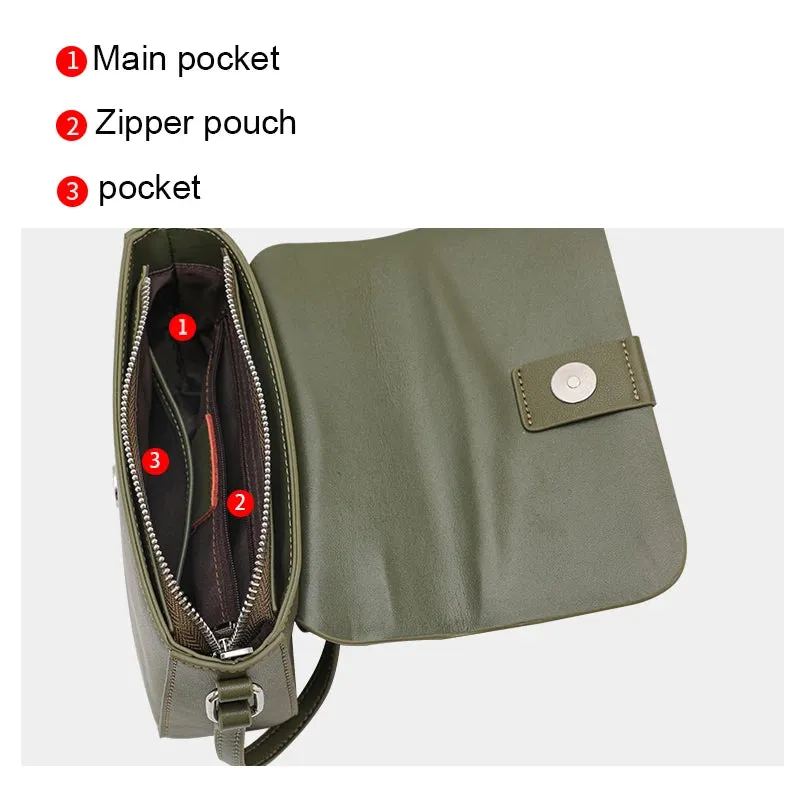Stylish Soft Leather Crossbody Bag - 100% Cowhide Square Shoulder Bag