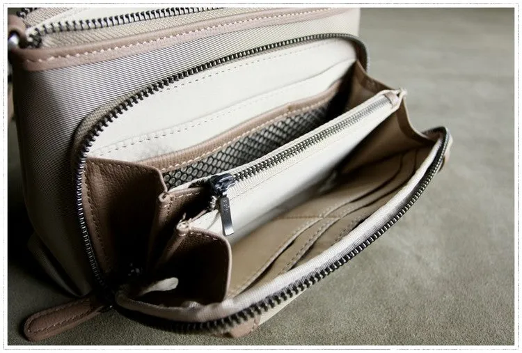Stylish Womens Light Gray&Yellow NYLON Crossbody Wallet Purse Shoulder Wallet Bag Purse for Ladies