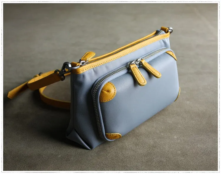 Stylish Womens Light Gray&Yellow NYLON Crossbody Wallet Purse Shoulder Wallet Bag Purse for Ladies