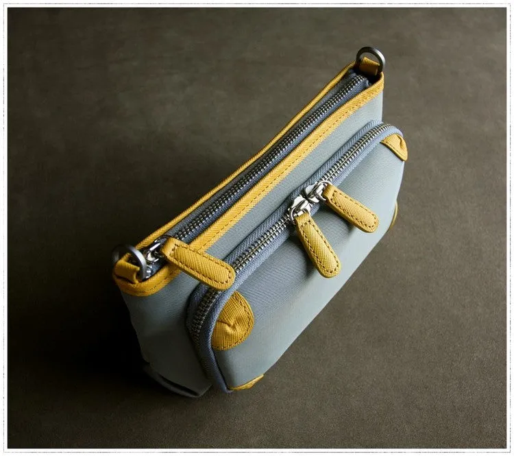 Stylish Womens Light Gray&Yellow NYLON Crossbody Wallet Purse Shoulder Wallet Bag Purse for Ladies