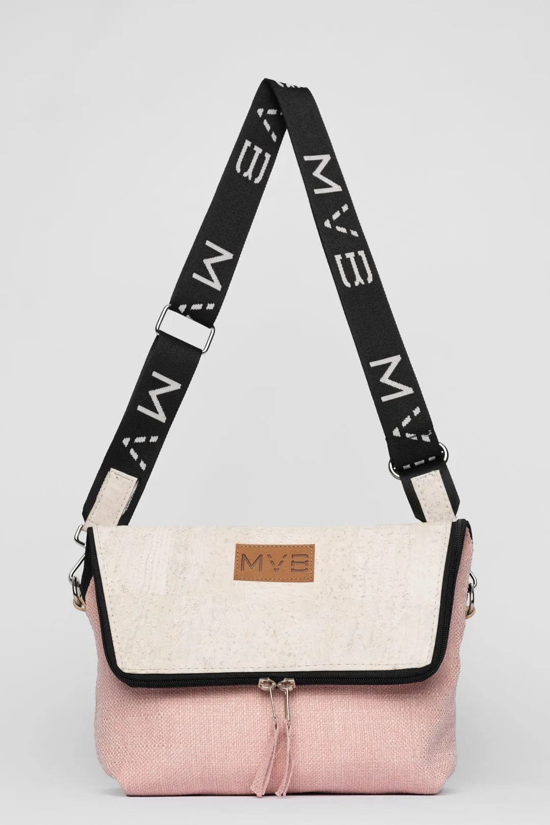Summer Canvas & Cork Vegan Crossbody Flop Bag | Soft Pink