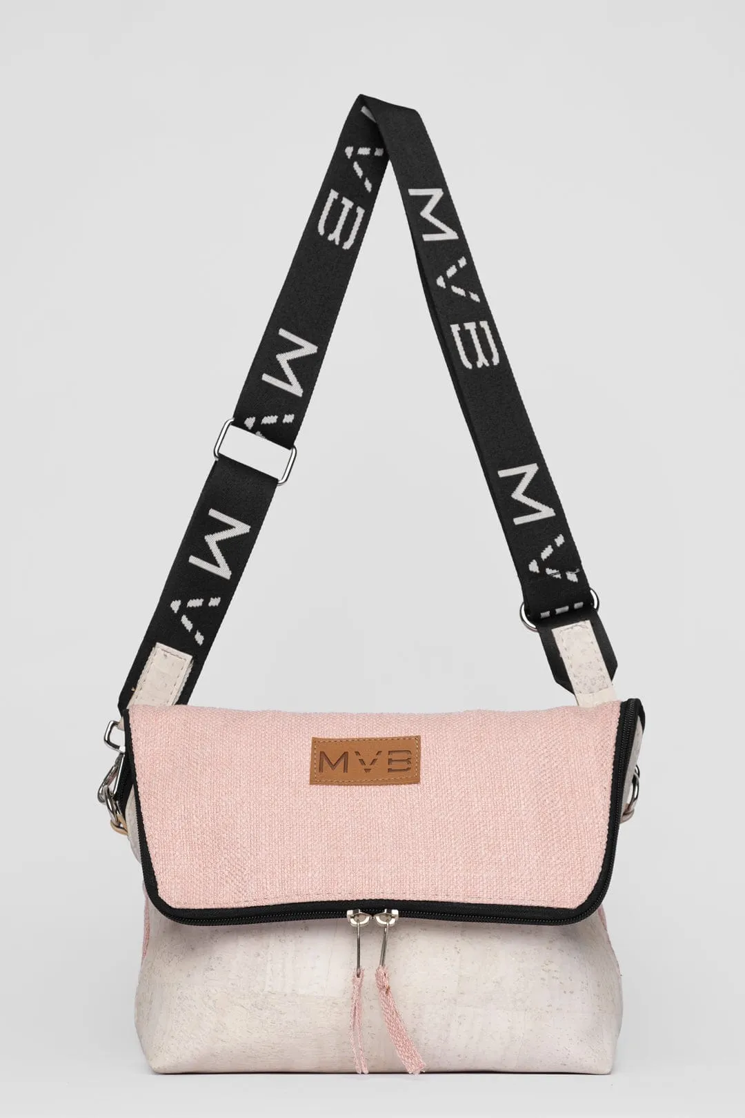 Summer Canvas & Cork Vegan Crossbody Flop Bag | Soft Pink