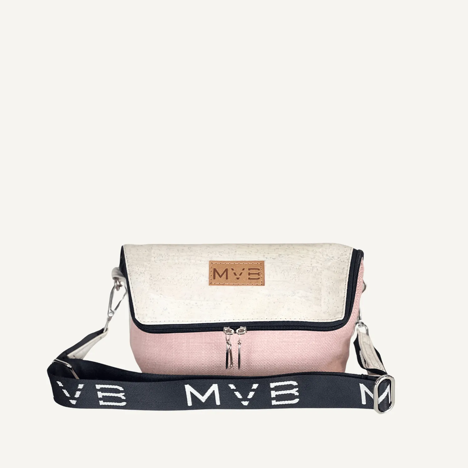 Summer Canvas & Cork Vegan Crossbody Flop Bag | Soft Pink