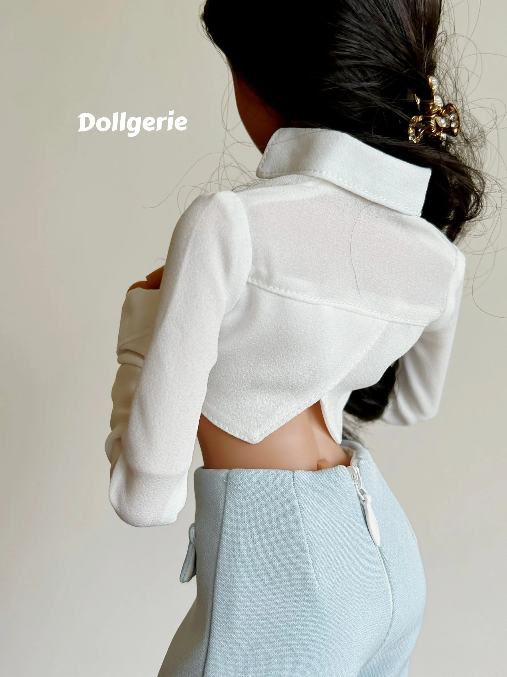 Super cropped white long sleeve shirt for SmartDoll or DD
