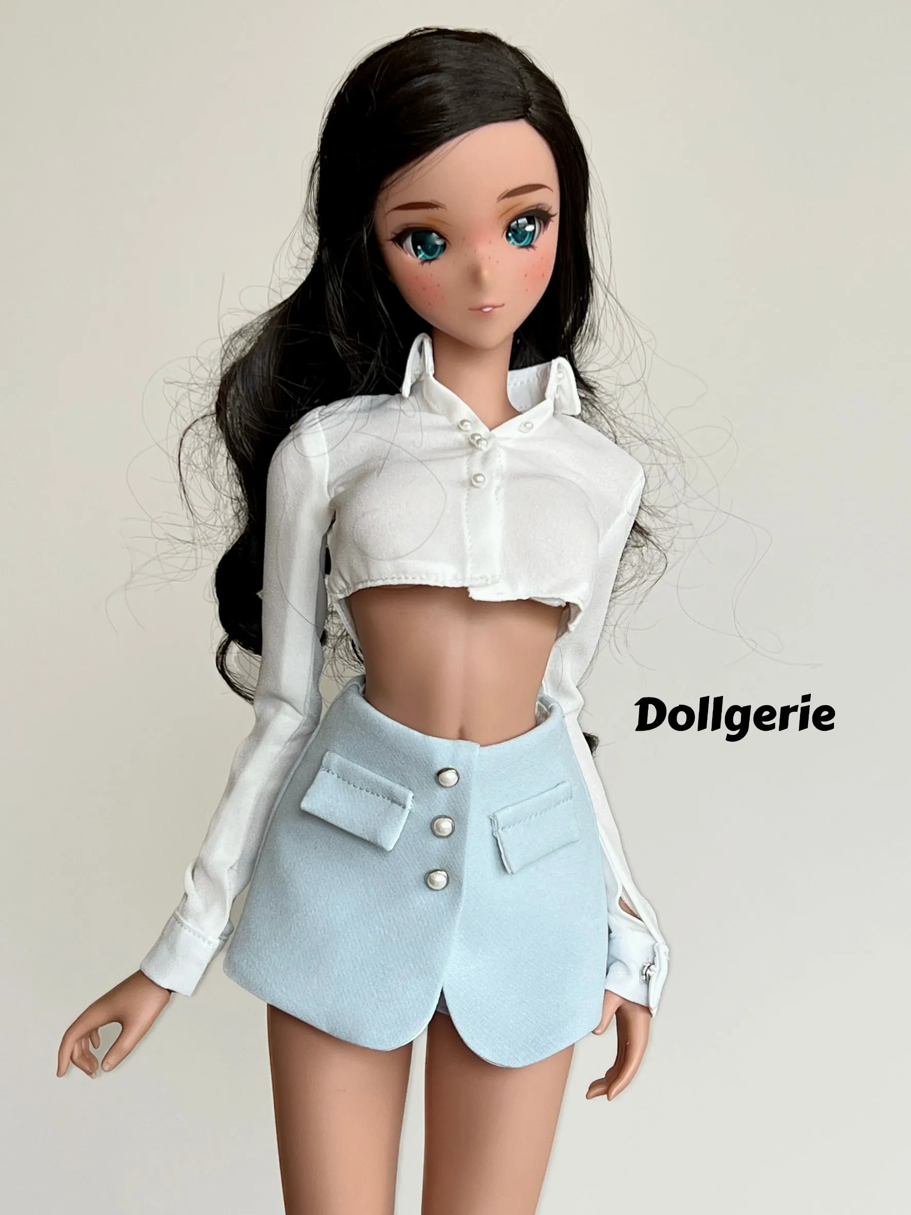 Super cropped white long sleeve shirt for SmartDoll or DD
