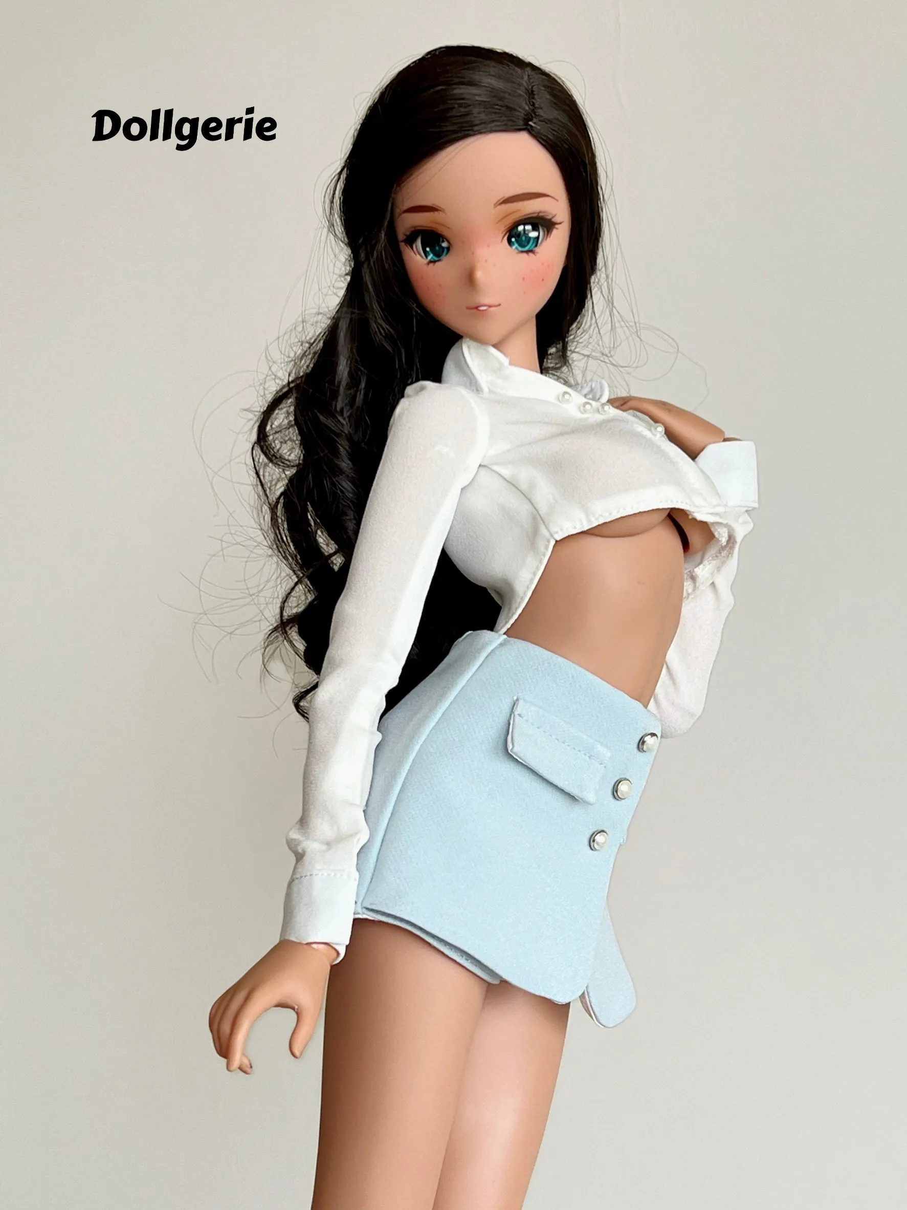 Super cropped white long sleeve shirt for SmartDoll or DD