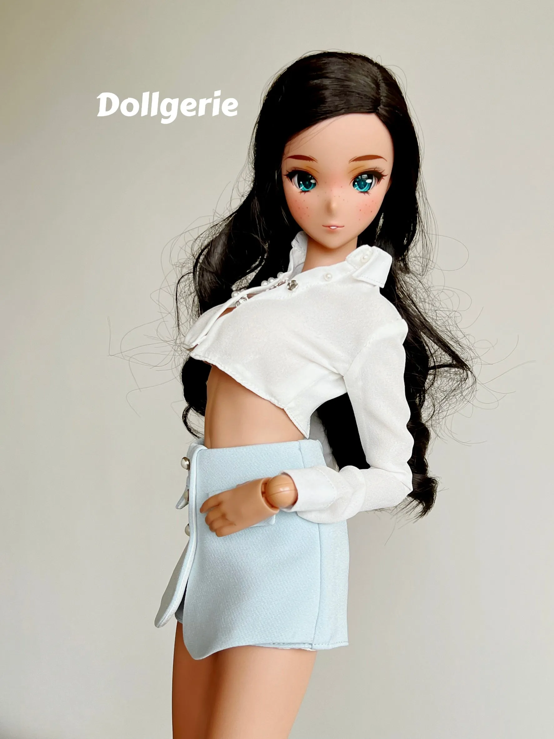 Super cropped white long sleeve shirt for SmartDoll or DD