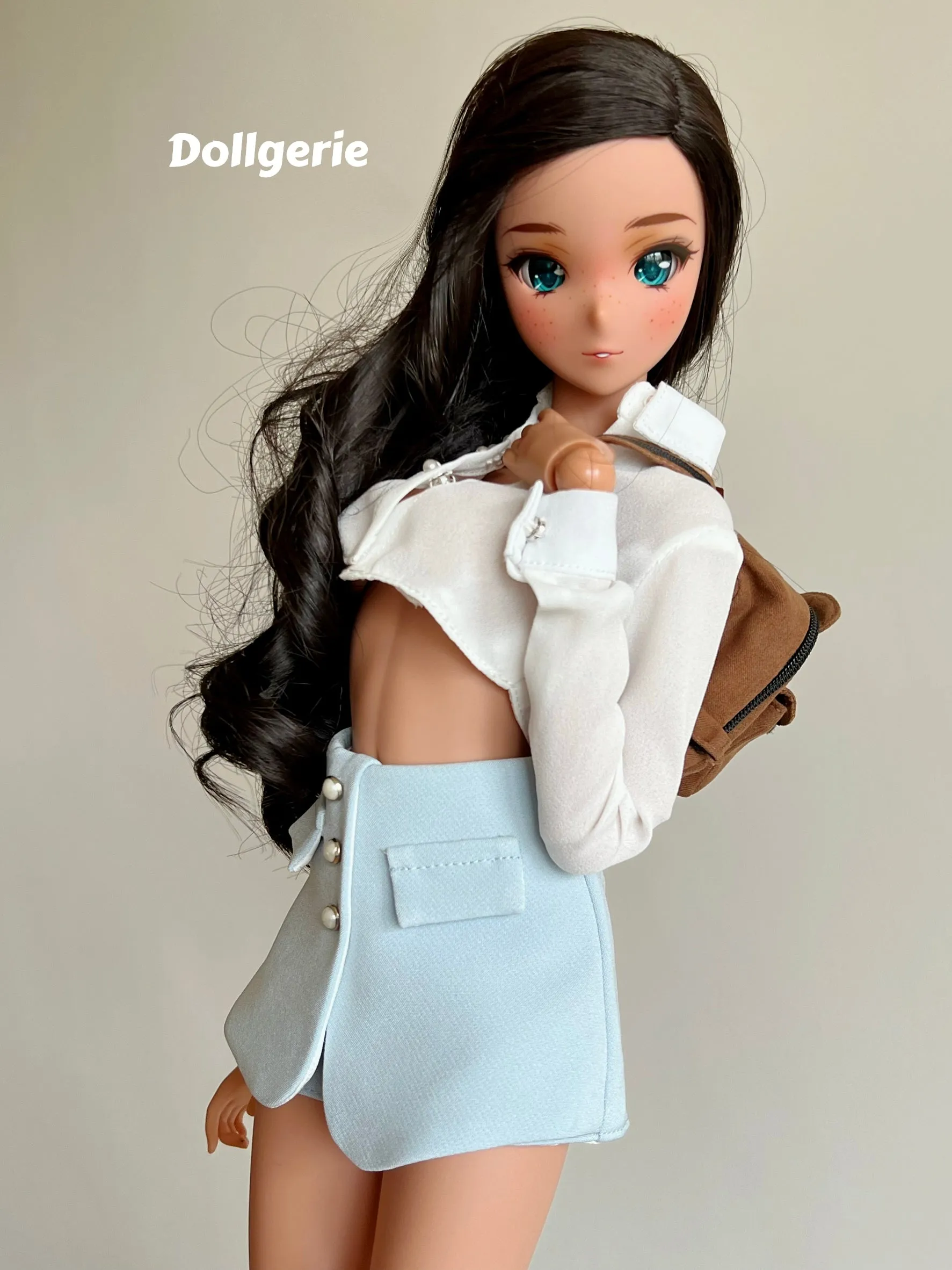 Super cropped white long sleeve shirt for SmartDoll or DD