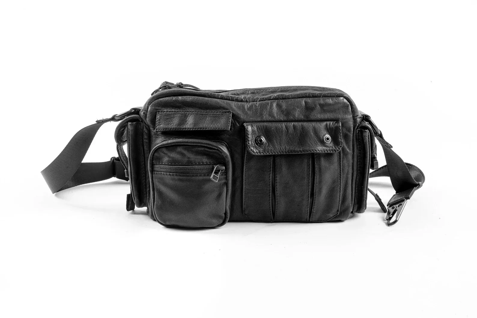 Tech 4 Black Leather Multifunctional Bag