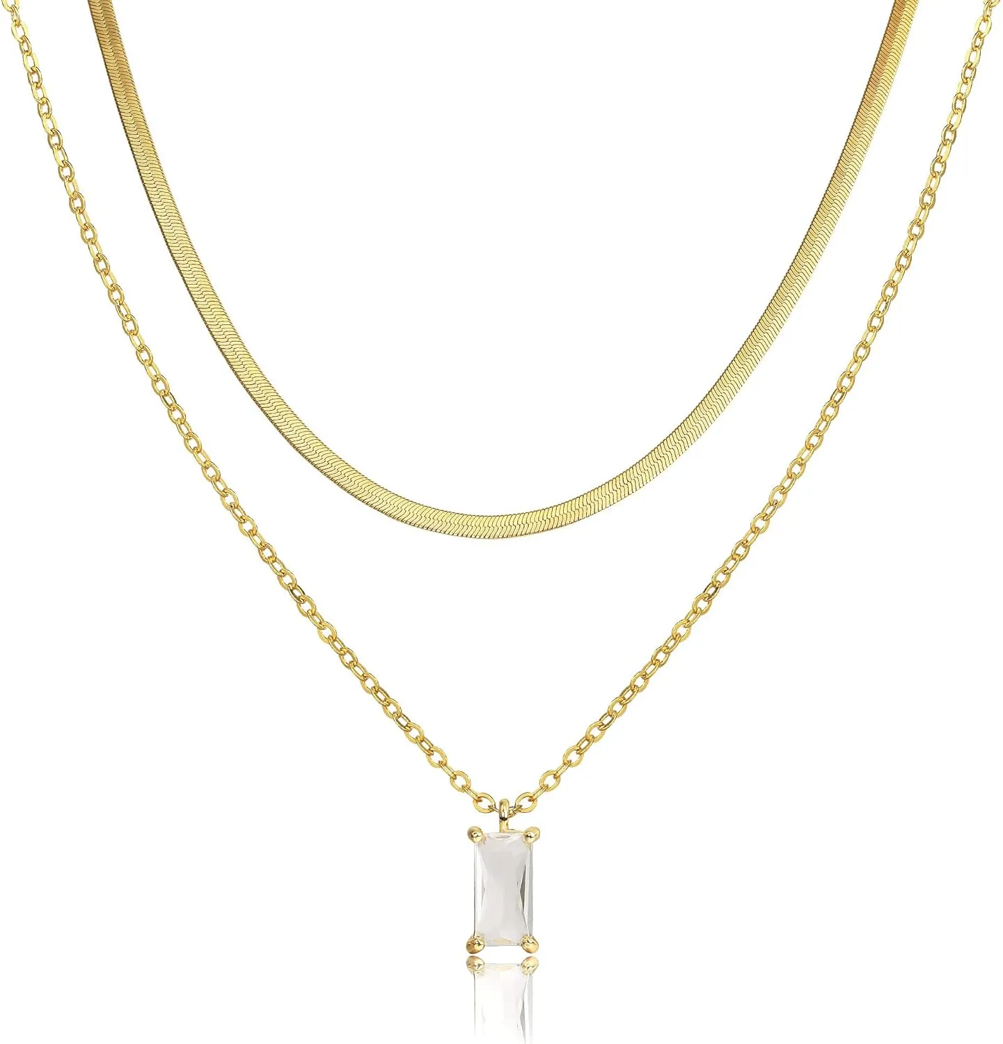 Tewiky Diamond Necklaces for Women, Dainty 14k Gold/Sterling Silver Choker Necklace Simple Gold Plated CZ Jewelry Necklaces for Women Trendy Gifts