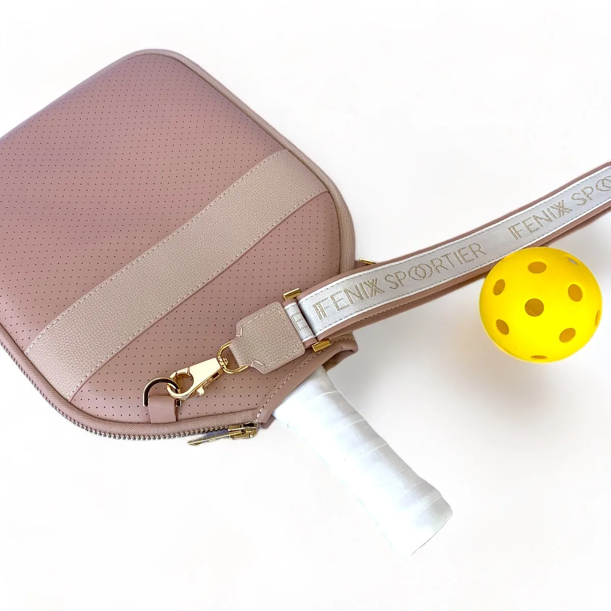 “The Addict” Leather Pickleball Bag - Blush/Gold