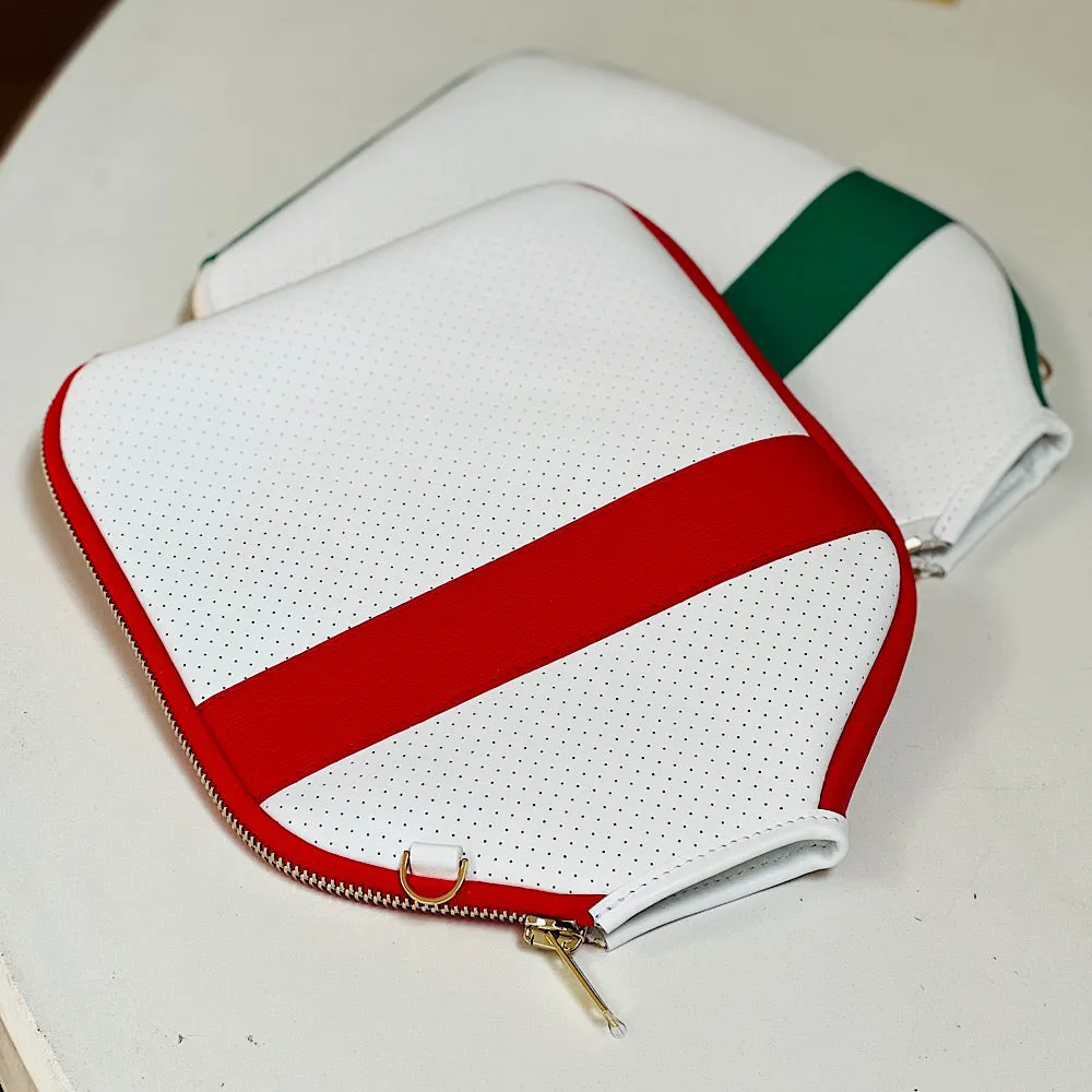 “The Addict” Pickleball Bag - White w/Red