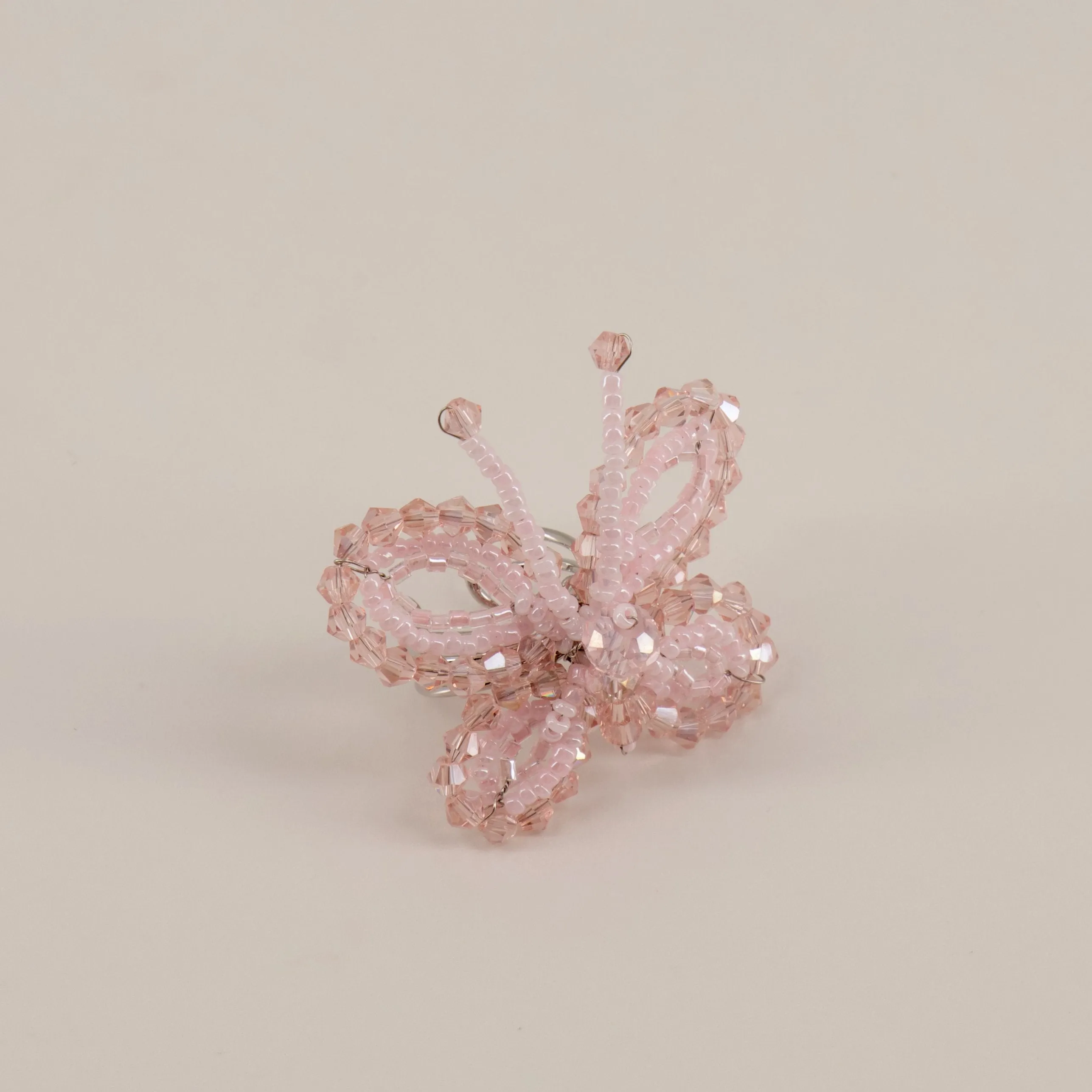 The Lyra Pink Crystal Butterfly Designer Ring