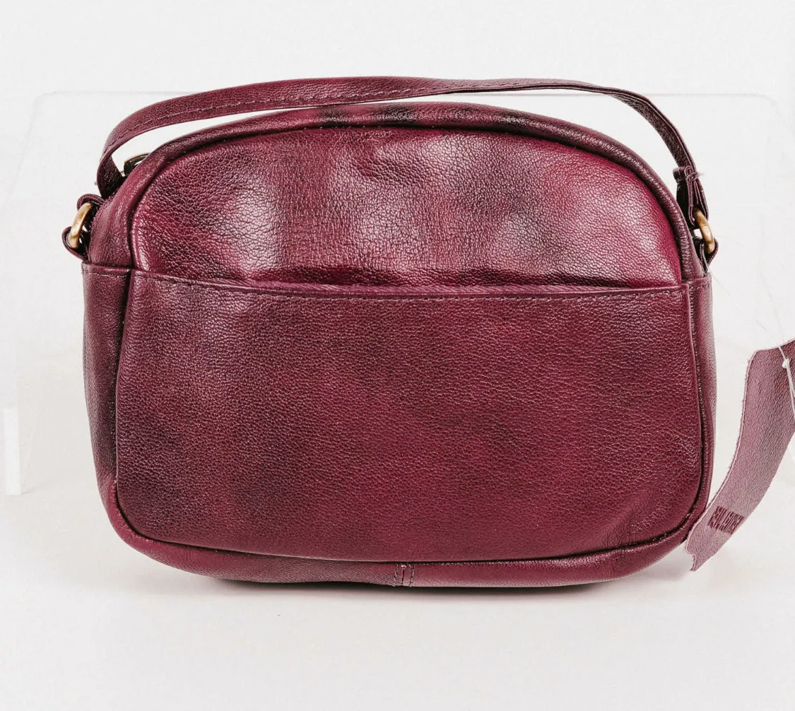 The Petite Pocket Leather Crossbody: Purple