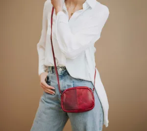 The Petite Pocket Leather Crossbody: Red