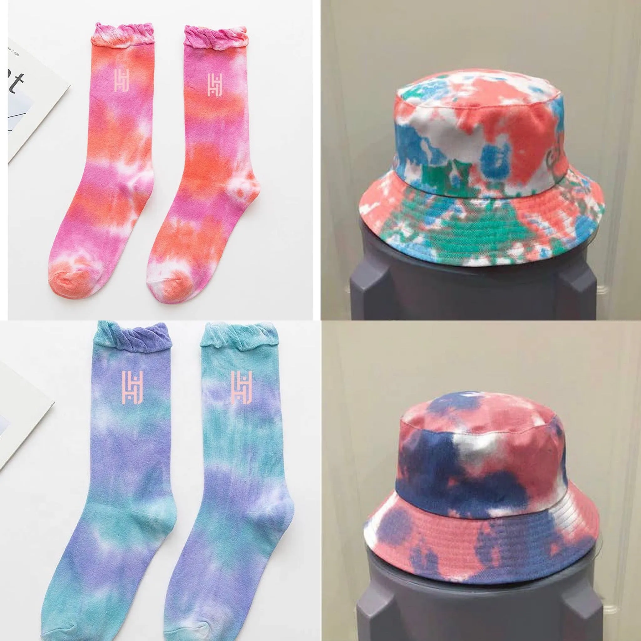Tie Dye Bucket Hat - Purple/Pink - 100% Cotton