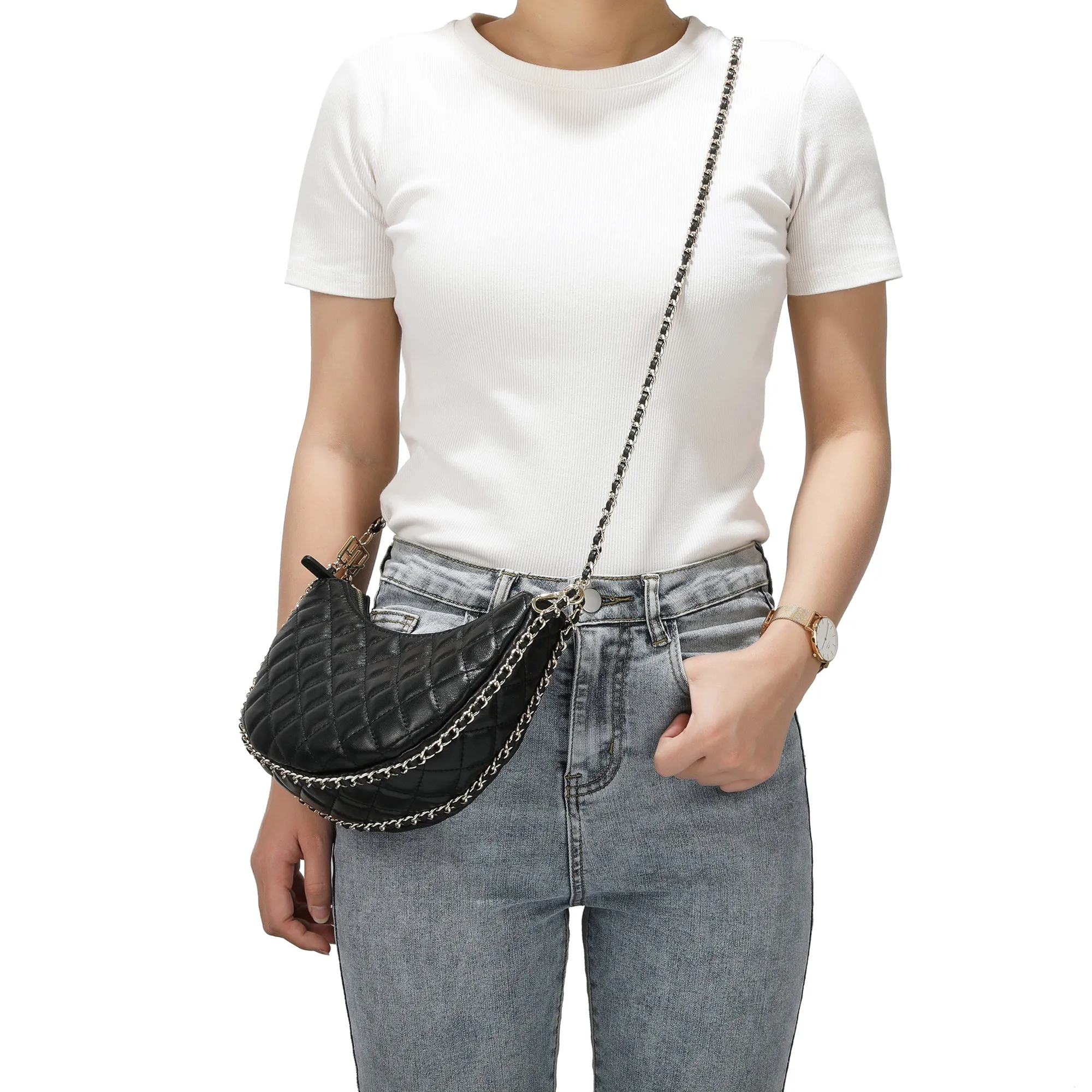 Tiffany & Fred Quilted Sheepskin Messenger/Shoulder Bag