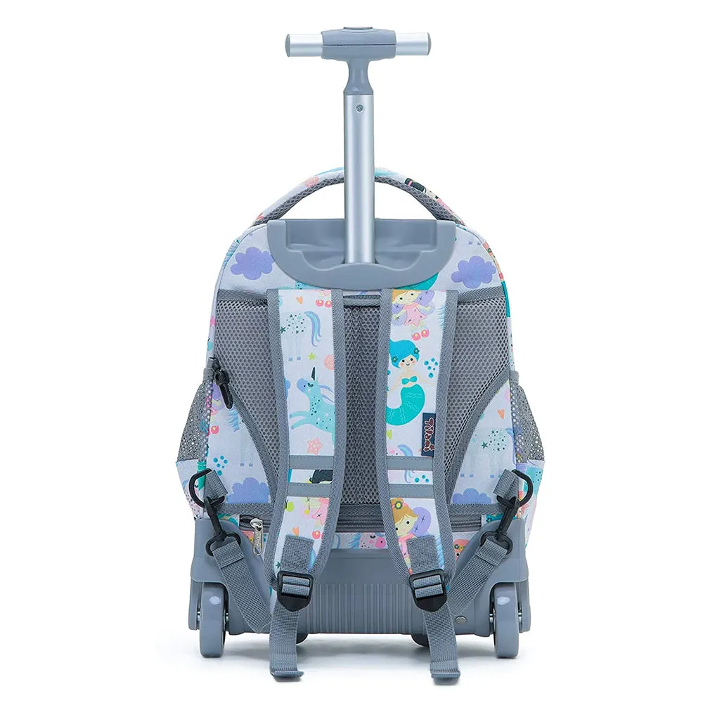 Tilami Blue Cute Mermaid Rolling Backpack 16 Inch Kids Roller Backpack