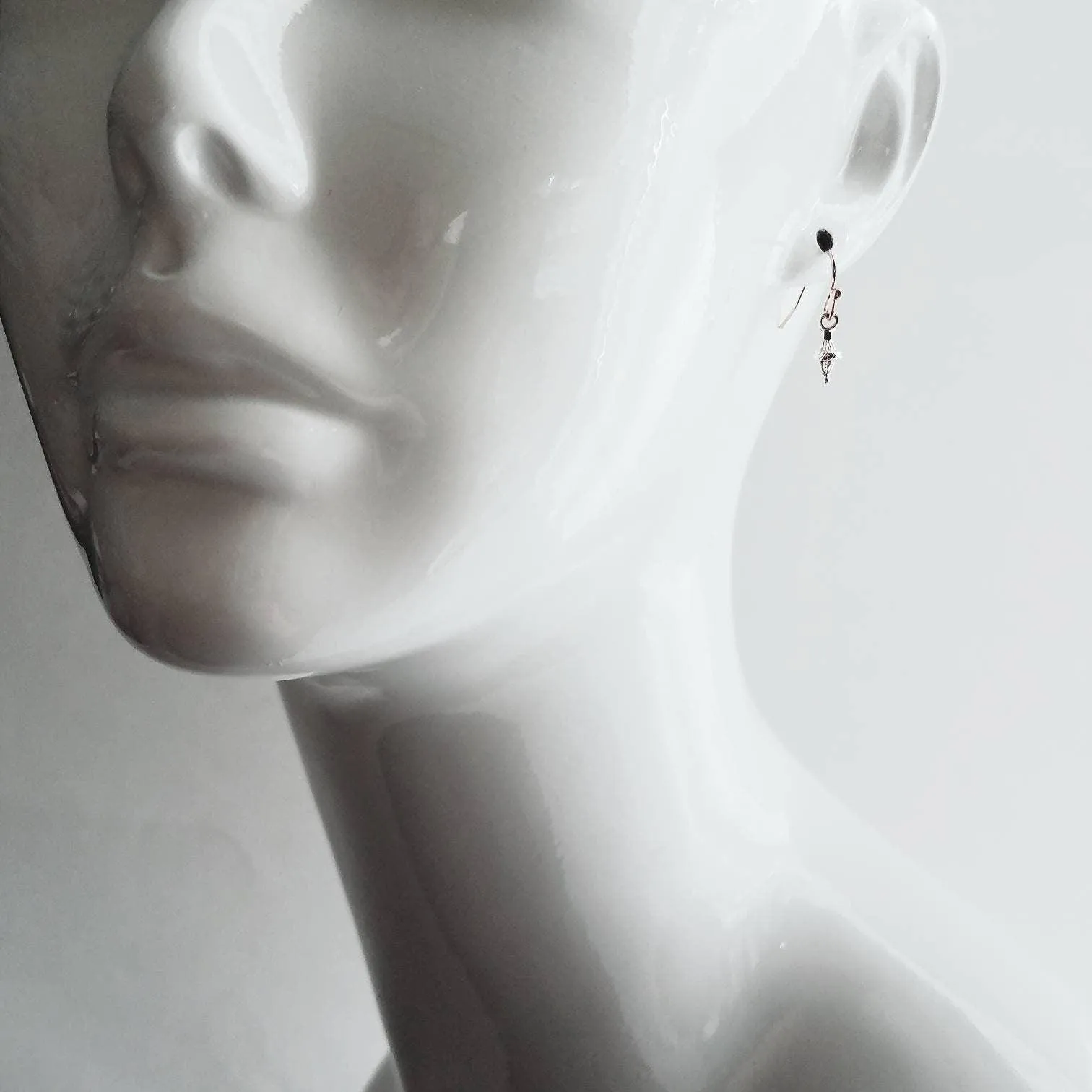 Tiny Silver Dangle Earrings, antique silver earring, little top earring, small silver earring, simple earring, delicate earring, sterling