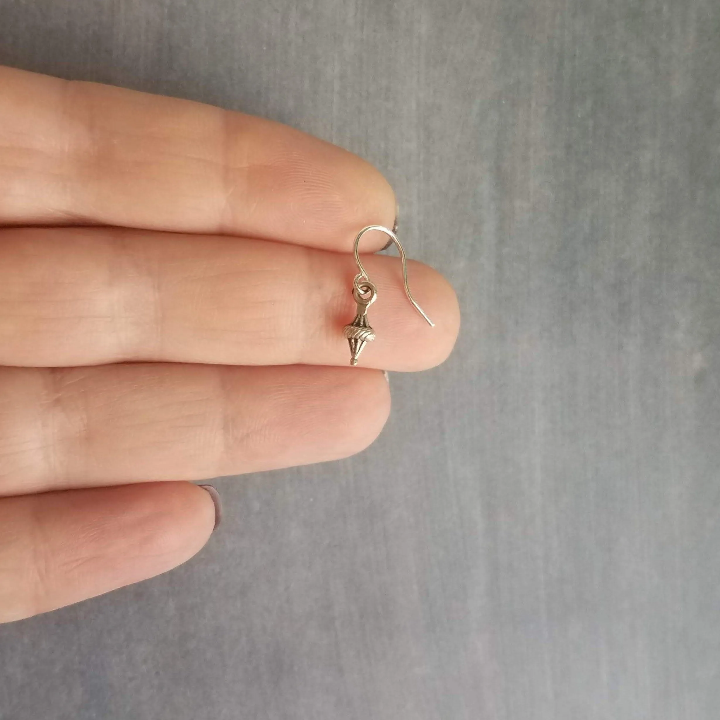 Tiny Silver Dangle Earrings, antique silver earring, little top earring, small silver earring, simple earring, delicate earring, sterling