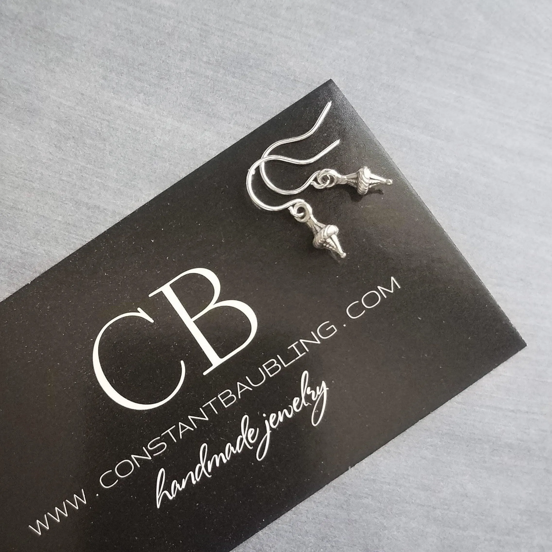 Tiny Silver Dangle Earrings, antique silver earring, little top earring, small silver earring, simple earring, delicate earring, sterling