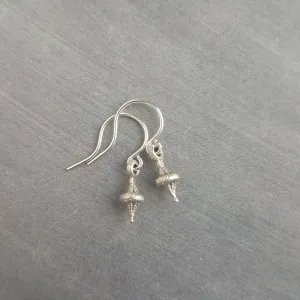 Tiny Silver Dangle Earrings, antique silver earring, little top earring, small silver earring, simple earring, delicate earring, sterling
