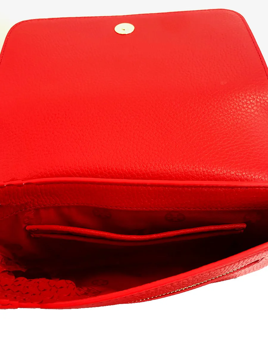 Tory Burch Thea Clutch in Brilliant Red