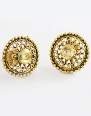 Traditional Filigree Goldplated Stud Earrings