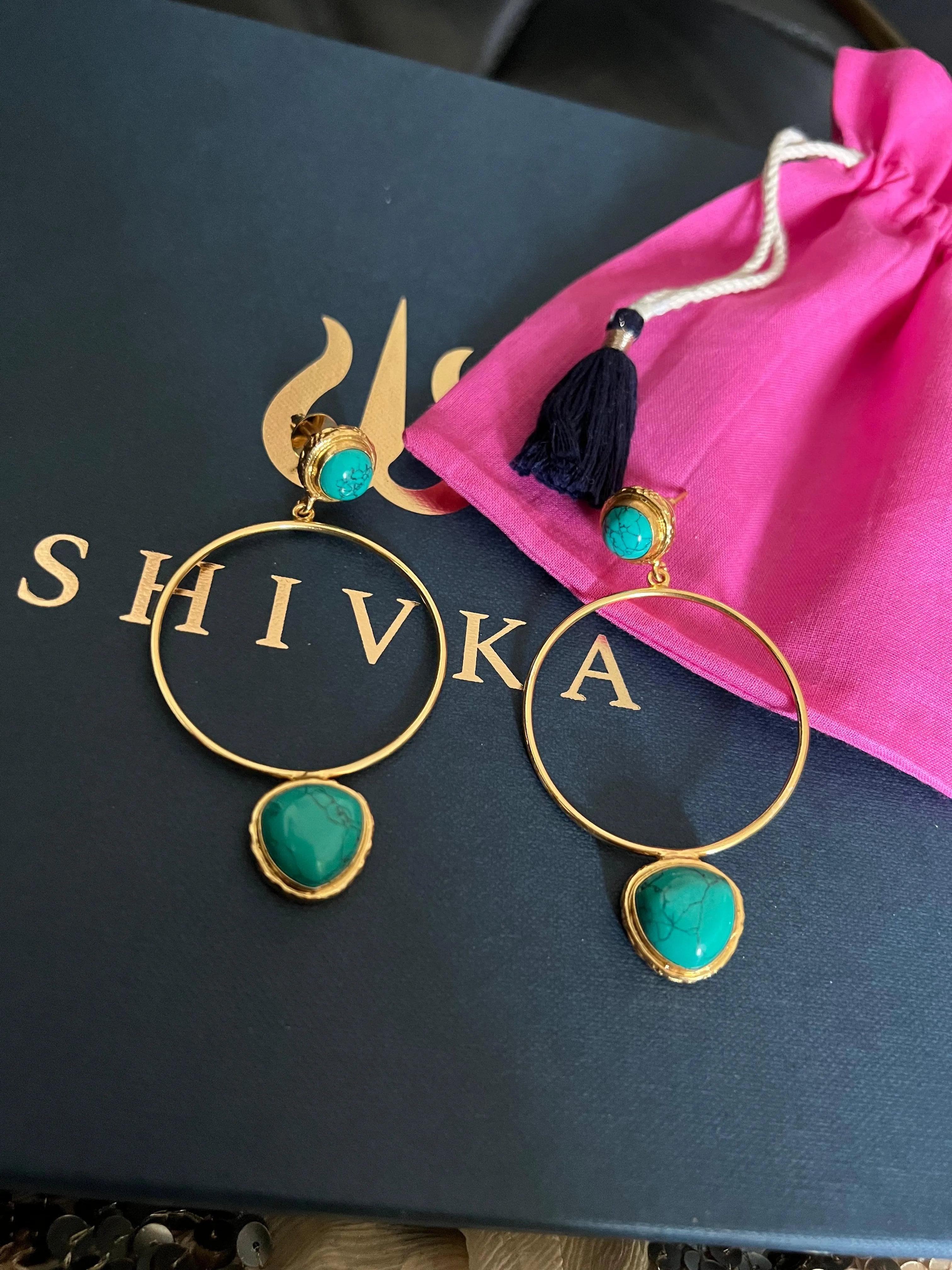 Turquoise Hoop Style Earrings