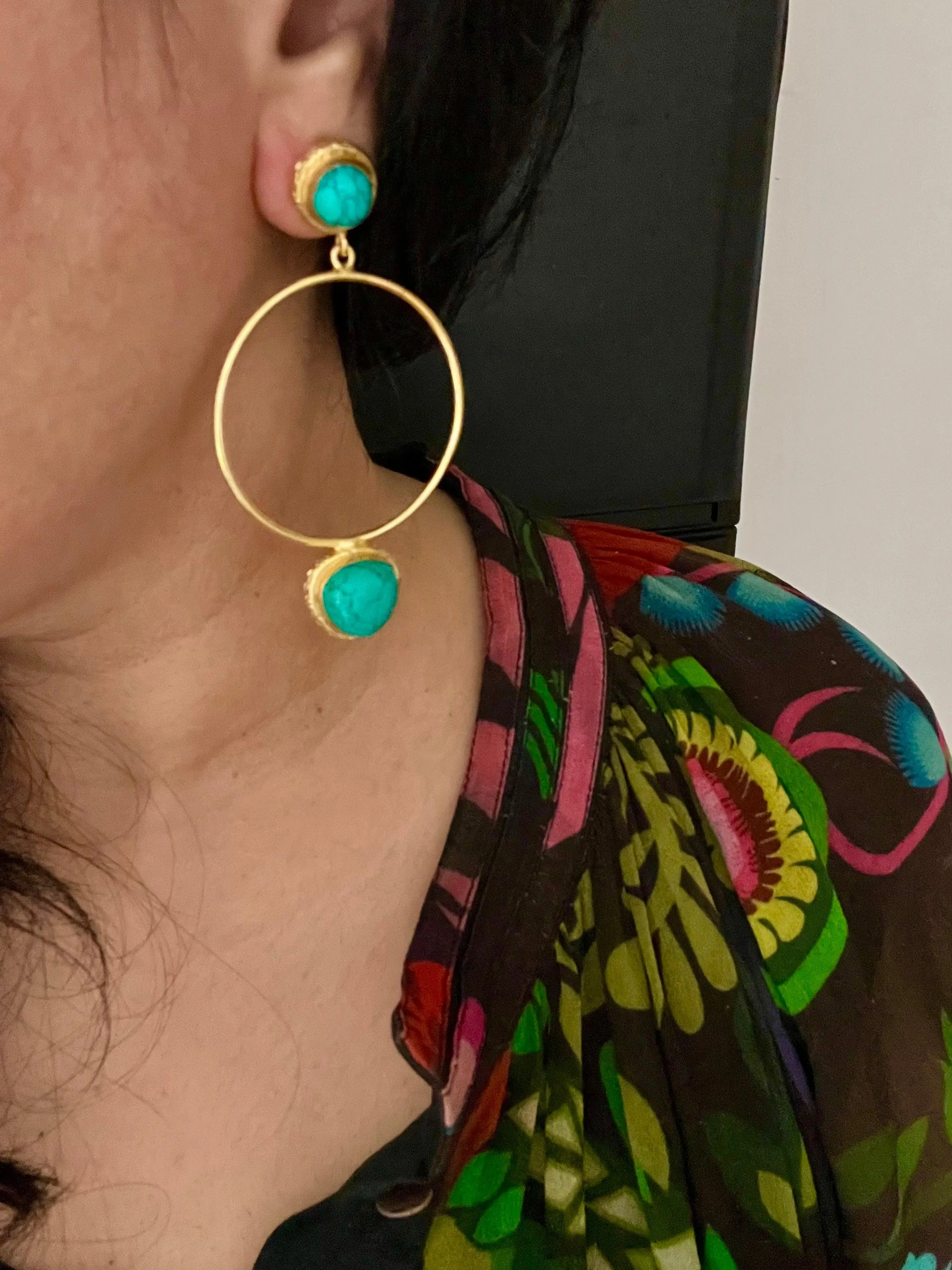 Turquoise Hoop Style Earrings