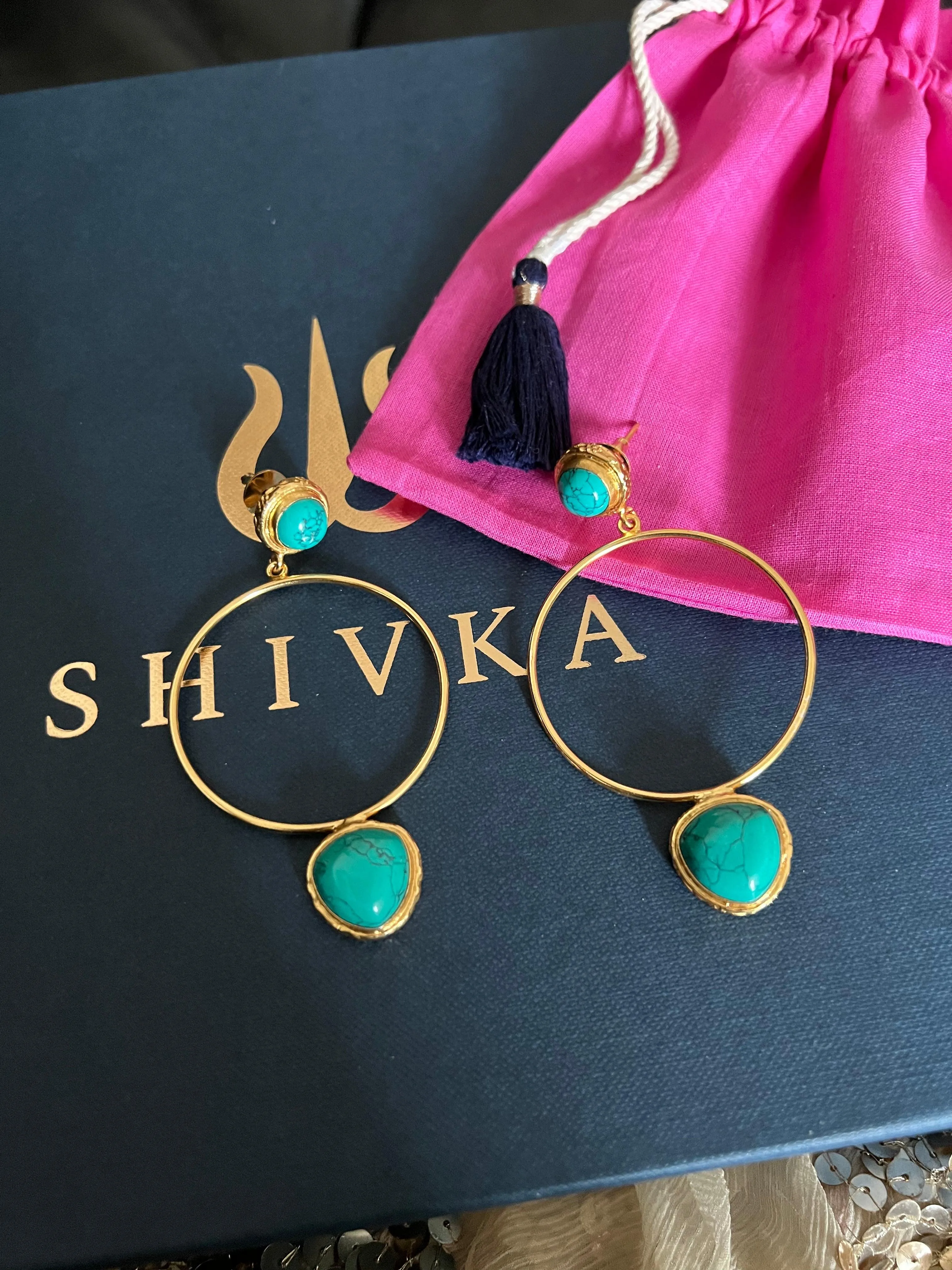 Turquoise Hoop Style Earrings