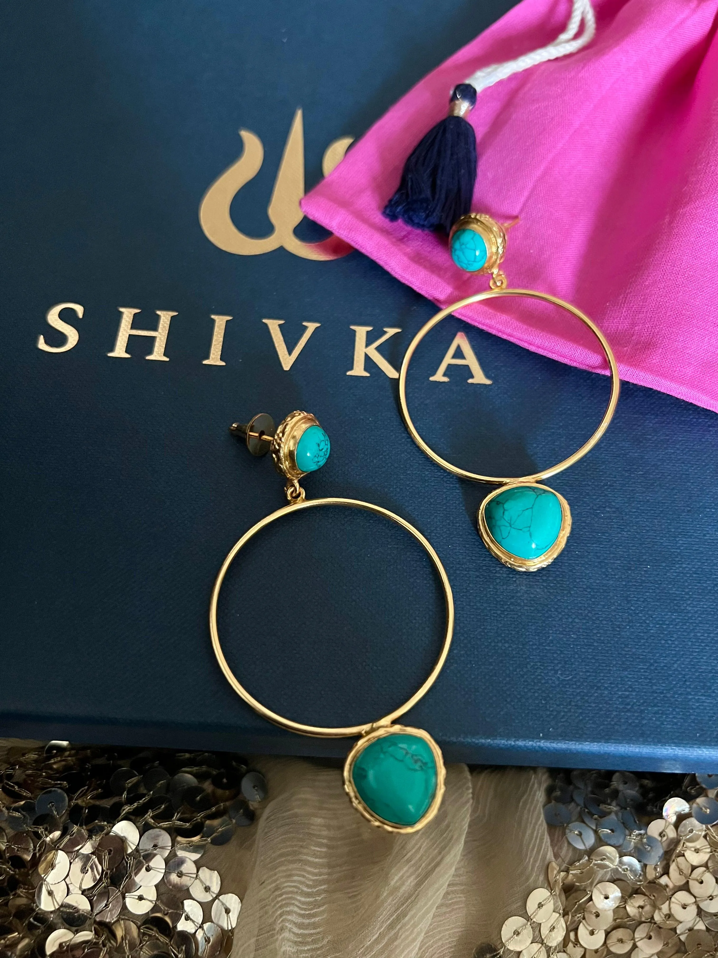Turquoise Hoop Style Earrings