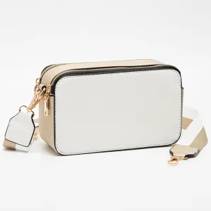 Two Tone Guitar Strap Crossbody Bag White Gold