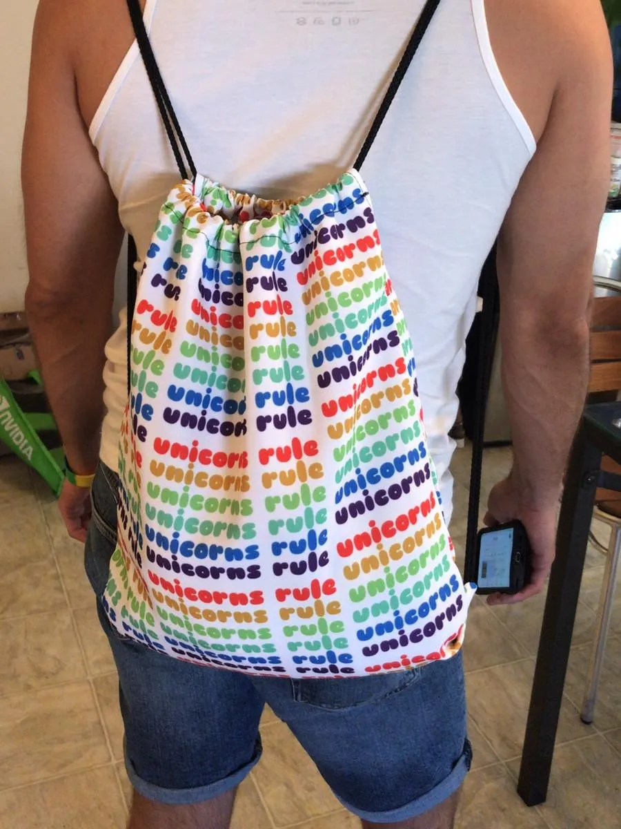 Unicorns Rule Drawstring Bag by Sovereign