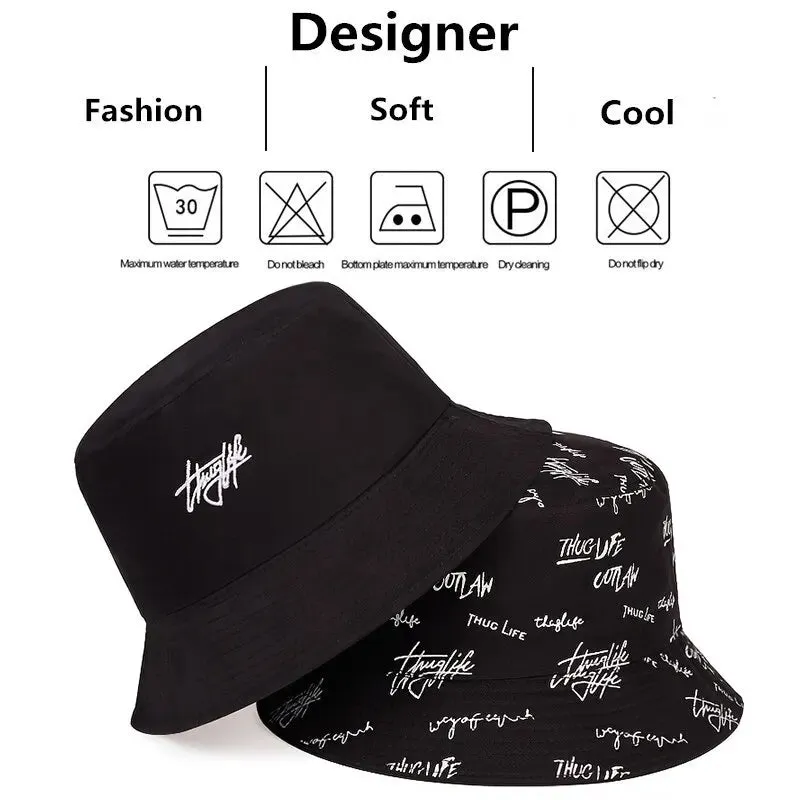 Unisex Letter Embroidery Bucket Hats Fishermen Caps