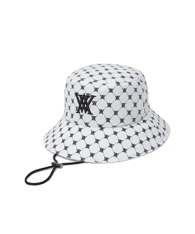Unisex Monogram Pattern Bucket Hat - White