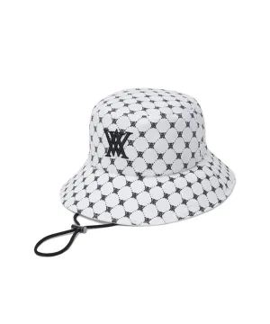 Unisex Monogram Pattern Bucket Hat - White