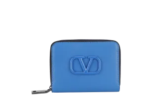 VALENTINO GARAVANI BLUE LEATHER V LOGO CAMERA CROSSBODY BAG RUTHENIUM HARDWARE WITH STRAPS, DUST COVER AND BOX