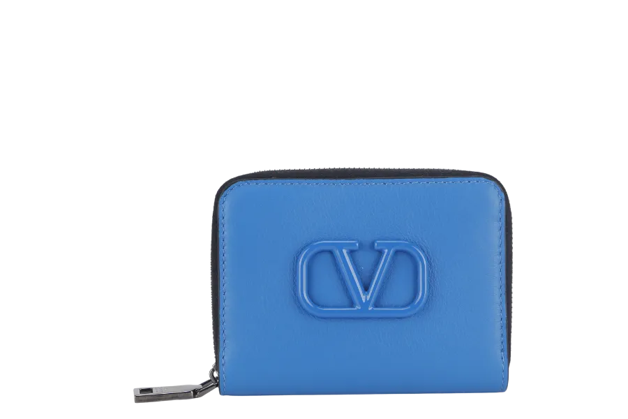 VALENTINO GARAVANI BLUE LEATHER V LOGO CAMERA CROSSBODY BAG RUTHENIUM HARDWARE WITH STRAPS, DUST COVER AND BOX