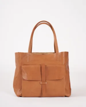 valerie tote bag - veg tan leather tabac