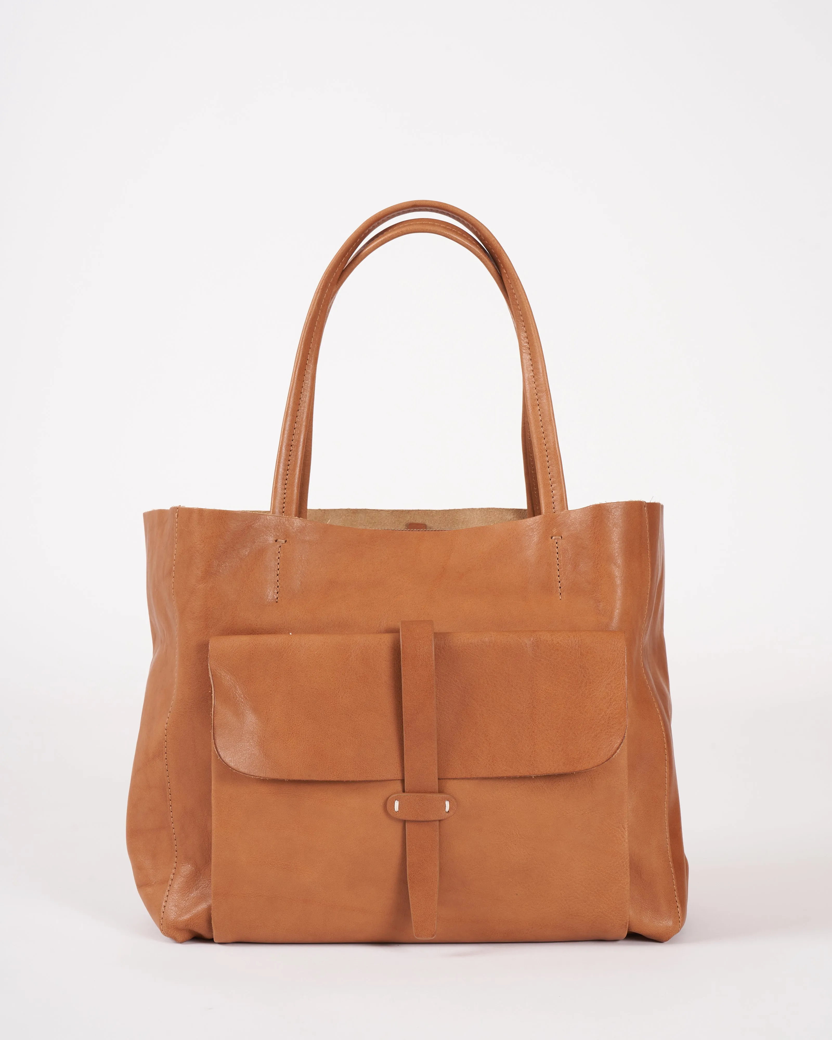valerie tote bag - veg tan leather tabac