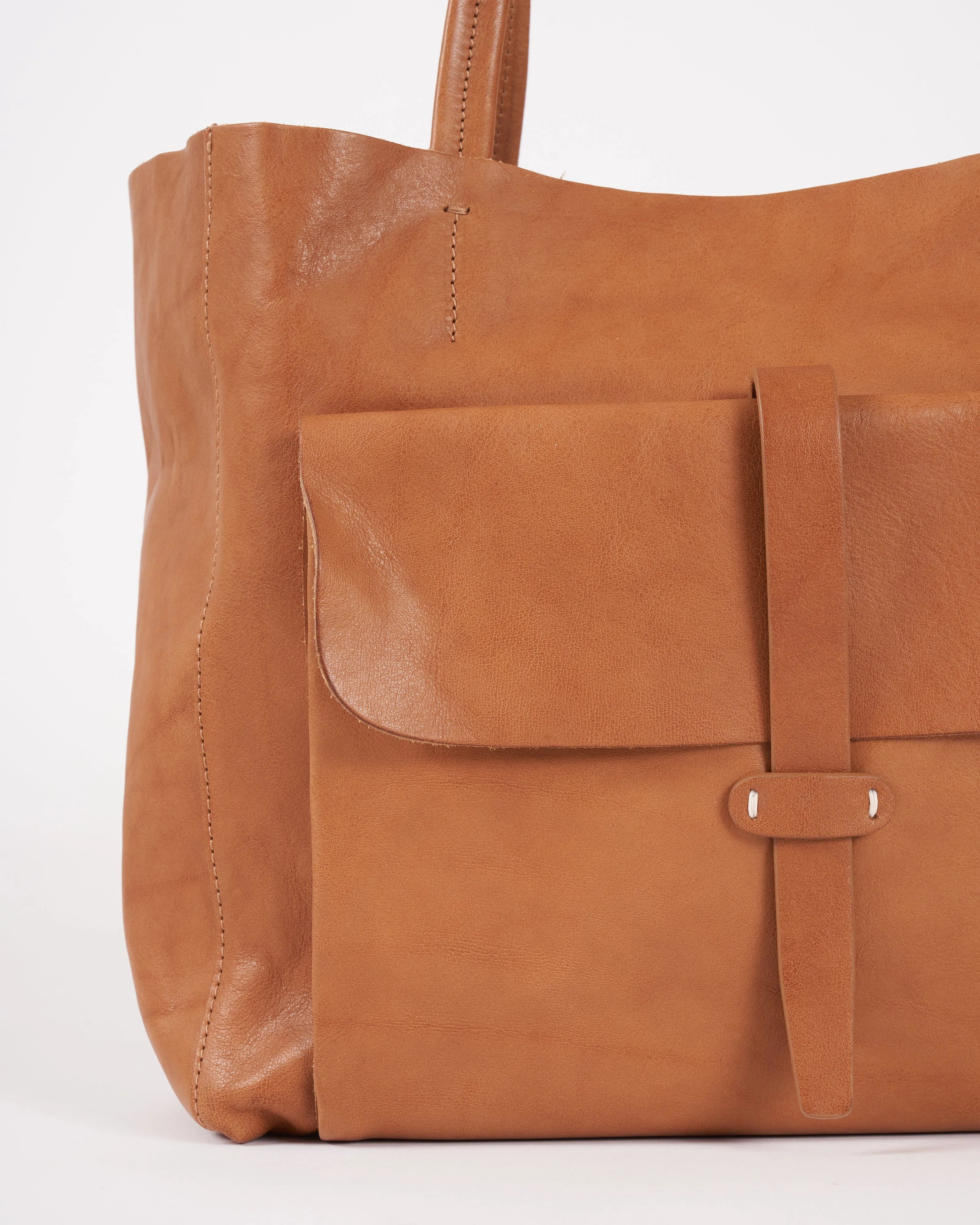 valerie tote bag - veg tan leather tabac